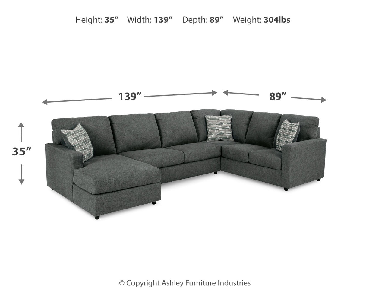 Edenfield Charcoal 3-Piece Sectional with Ottoman from Ashley - Luna Furniture