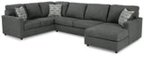 Edenfield Charcoal 3-Piece Sectional with Ottoman from Ashley Furniture - Luna Furniture