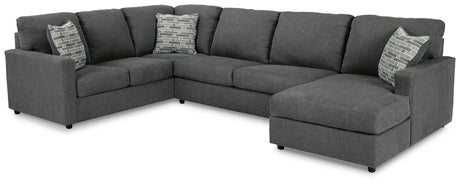 Edenfield Charcoal 3-Piece Sectional with Ottoman from Ashley - Luna Furniture