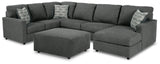 Edenfield Charcoal 3-Piece Sectional with Ottoman from Ashley Furniture - Luna Furniture