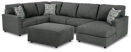 Edenfield Charcoal 3-Piece Sectional with Ottoman from Ashley - Luna Furniture