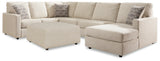 Edenfield Linen 3-Piece Sectional with Ottoman from Ashley - Luna Furniture