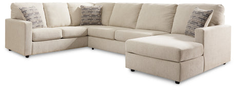 Edenfield Linen 3-Piece Sectional with Ottoman from Ashley - Luna Furniture