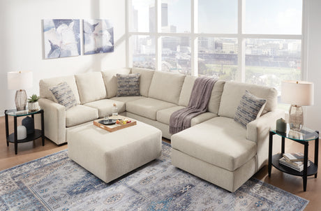 Edenfield Linen 3-Piece Sectional with Ottoman from Ashley - Luna Furniture