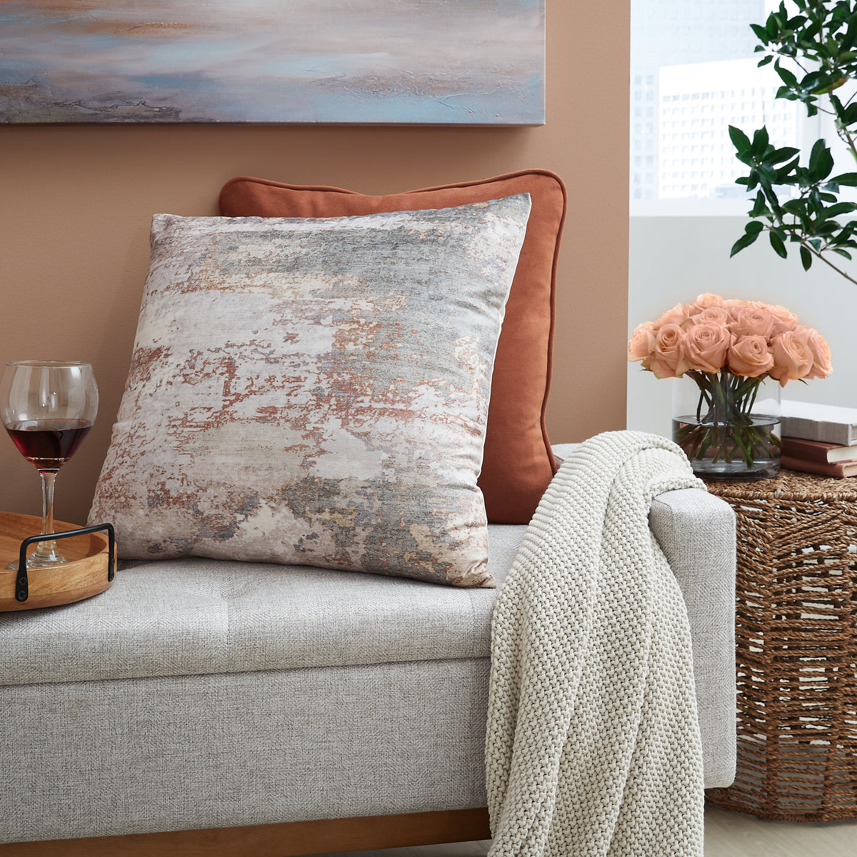 Ashley Edinfielders Cream/Gray/Rust Pillow (Set of 4) – Luna Furniture