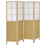 Edwards Natural 4-Panel Room Divider Folding Shoji Screen from Coaster - Luna Furniture