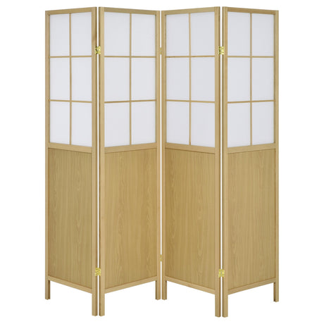 Edwards Natural 4-Panel Room Divider Folding Shoji Screen from Coaster - Luna Furniture
