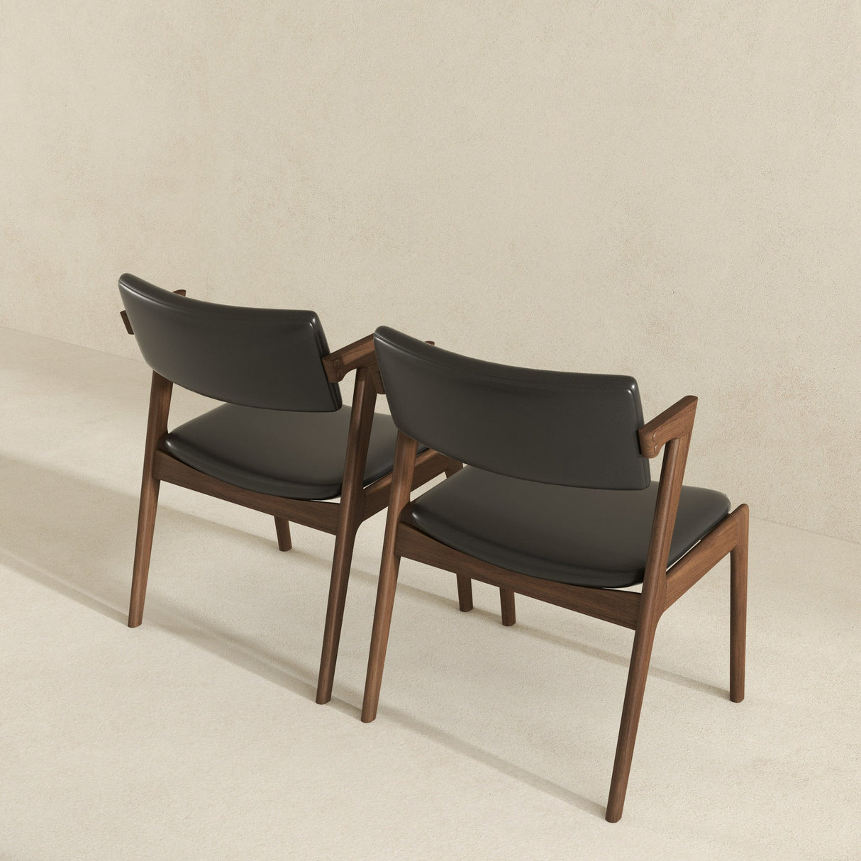 Edwin Mid Century Modern Black Vegan Leather Dining Chair (Set Of 2) from Ashcroft Furniture - Luna Furniture