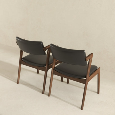 Edwin Mid Century Modern Black Vegan Leather Dining Chair (Set Of 2) from Ashcroft Furniture - Luna Furniture