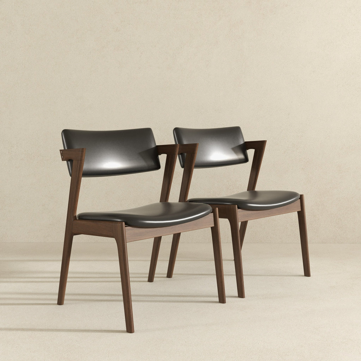Edwin Mid Century Modern Black Vegan Leather Dining Chair (Set Of 2) from Ashcroft Furniture - Luna Furniture