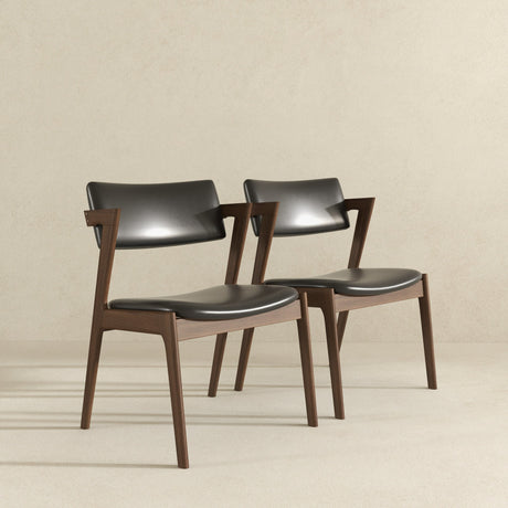 Edwin Mid Century Modern Black Vegan Leather Dining Chair (Set Of 2) from Ashcroft Furniture - Luna Furniture