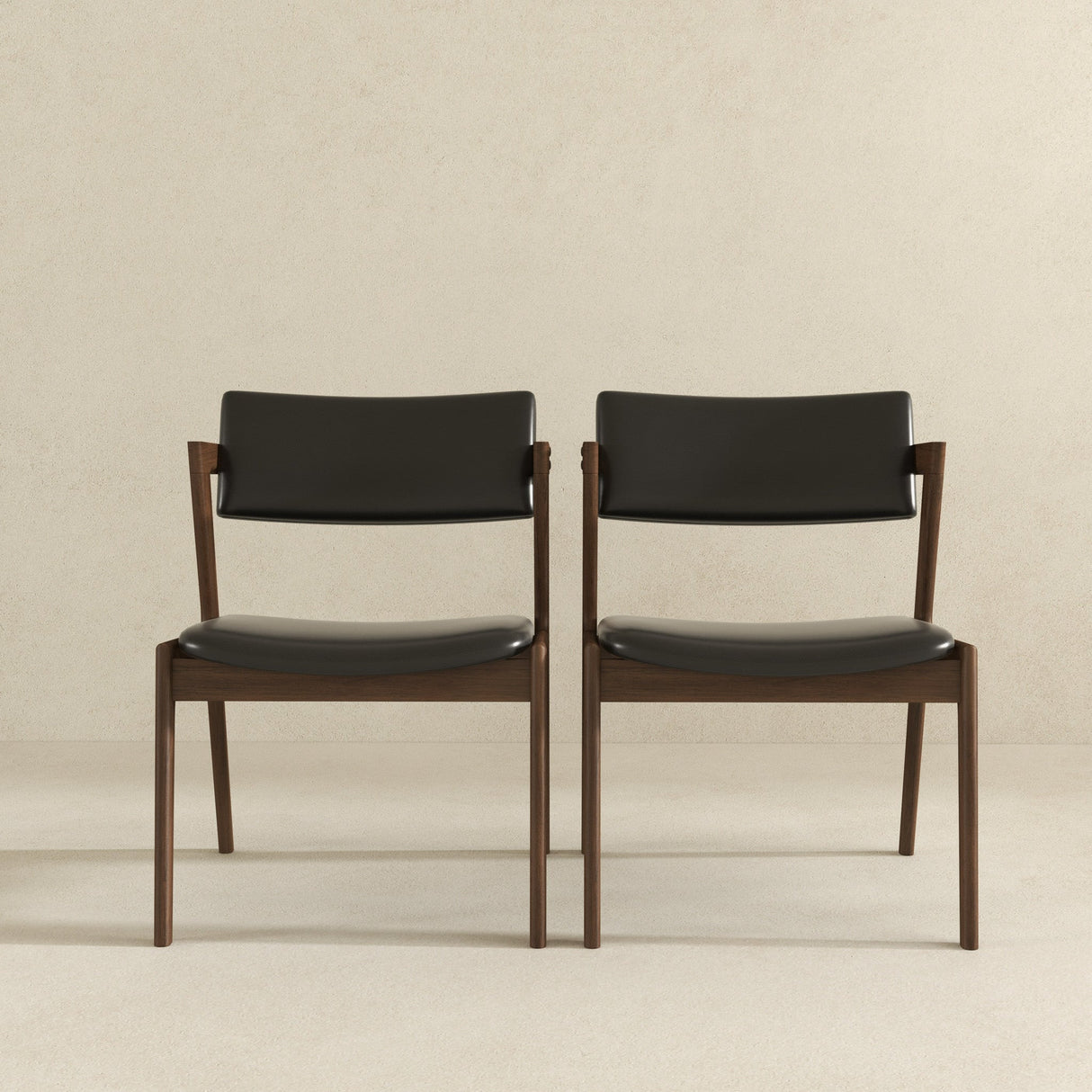 Edwin Mid Century Modern Black Vegan Leather Dining Chair (Set Of 2) from Ashcroft Furniture - Luna Furniture