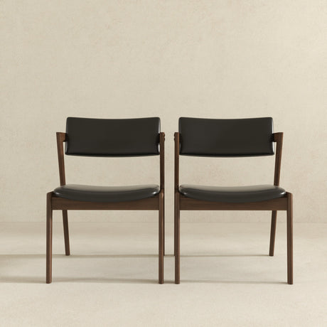 Edwin Mid Century Modern Black Vegan Leather Dining Chair (Set Of 2) from Ashcroft Furniture - Luna Furniture