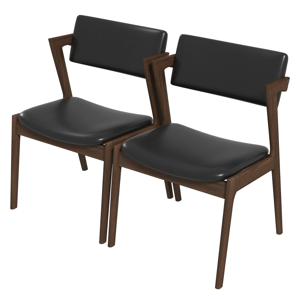 Edwin Mid Century Modern Black Vegan Leather Dining Chair (Set Of 2) from Ashcroft Furniture - Luna Furniture