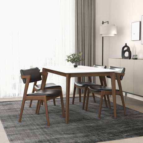 Edwin Mid Century Modern Black Vegan Leather Dining Chair (Set Of 2) from Ashcroft Furniture - Luna Furniture