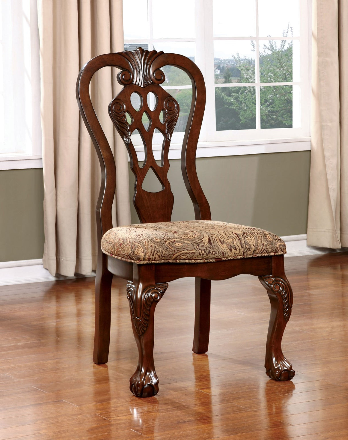 Elana Brown Cherry 5-Piece Round Dining Room Set from Furniture of America - Luna Furniture