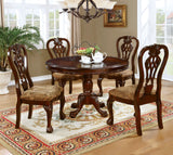 Elana Brown Cherry 5-Piece Round Dining Room Set from Furniture of America - Luna Furniture
