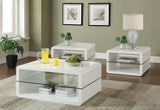 Elana White 3-Piece High Gloss Coffee and End Table Set from Coaster - Luna Furniture