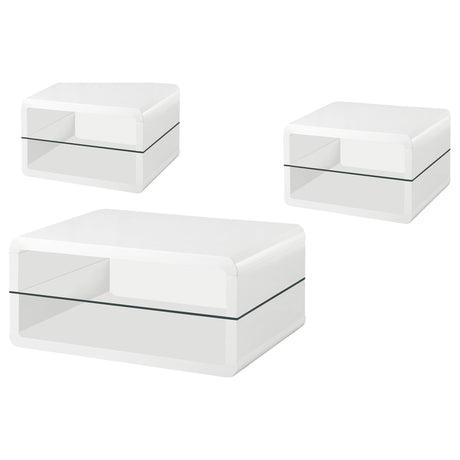 Elana White 3-Piece High Gloss Coffee and End Table Set from Coaster - Luna Furniture