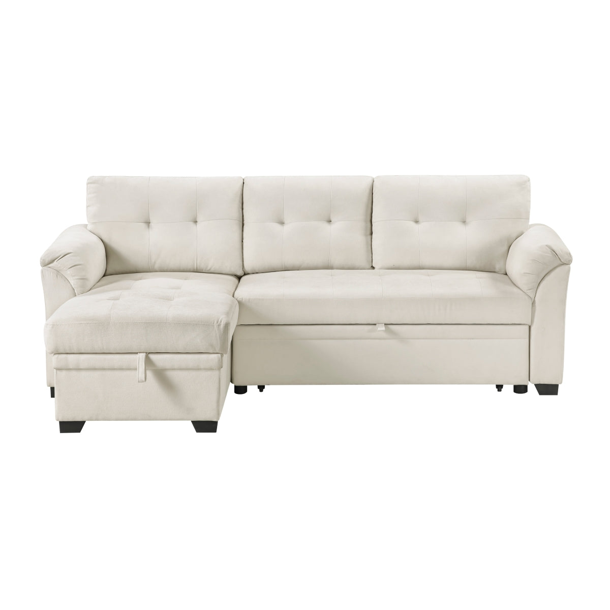 Elara Beige 2-Piece Reversible LAF Sectional with Hidden Storage and Pull-out Bed from Homelegance - Luna Furniture