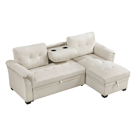 Elara Beige 2-Piece Reversible LAF Sectional with Hidden Storage and Pull-out Bed from Homelegance - Luna Furniture