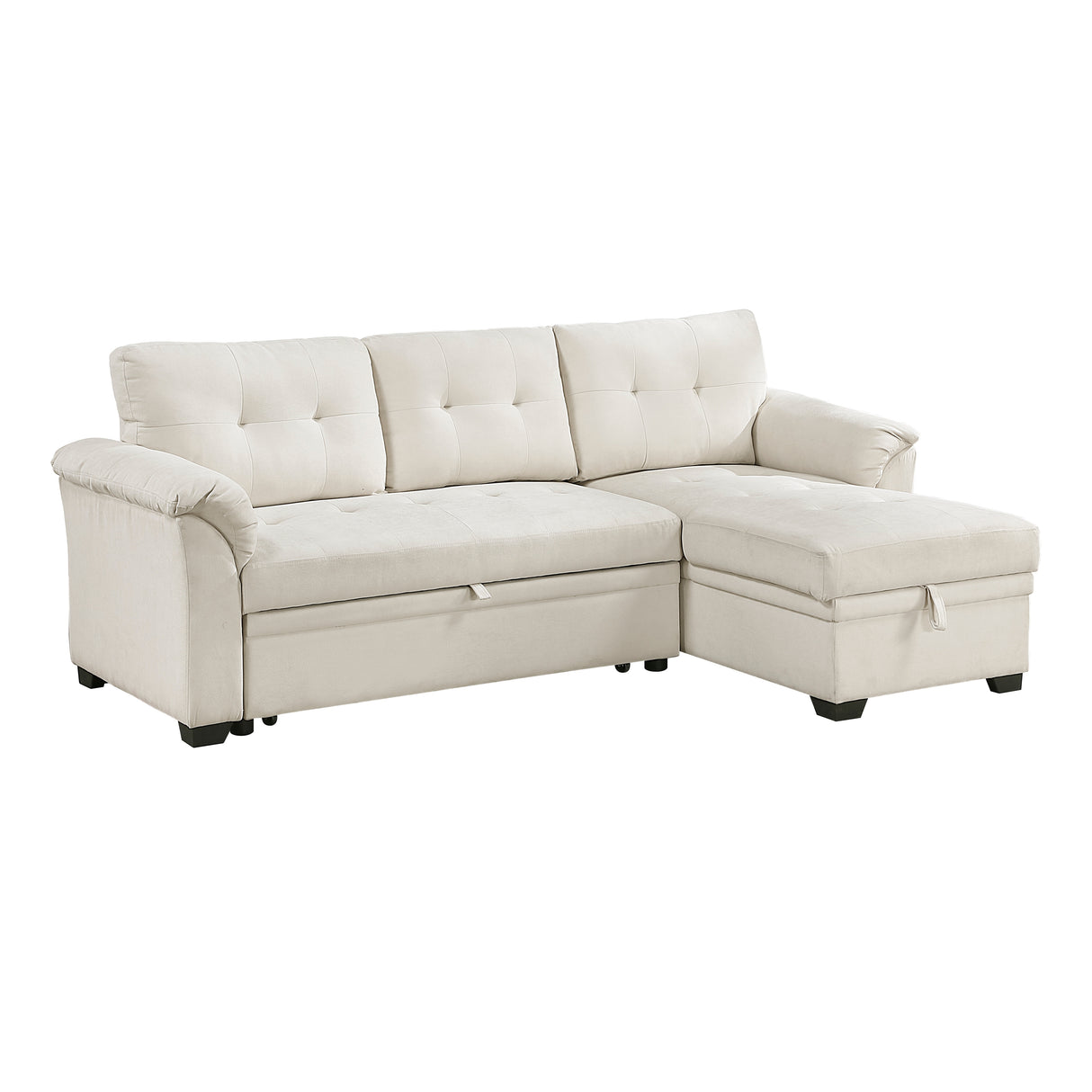 Elara Beige 2-Piece Reversible RAF Sectional with Hidden Storage and Pull-out Bed from Homelegance - Luna Furniture