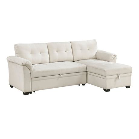 Elara Beige 2-Piece Reversible RAF Sectional with Hidden Storage and Pull-out Bed from Homelegance - Luna Furniture