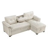 Elara Beige 2-Piece Reversible RAF Sectional with Hidden Storage and Pull-out Bed from Homelegance - Luna Furniture