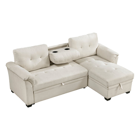 Elara Beige 2-Piece Reversible RAF Sectional with Hidden Storage and Pull-out Bed from Homelegance - Luna Furniture
