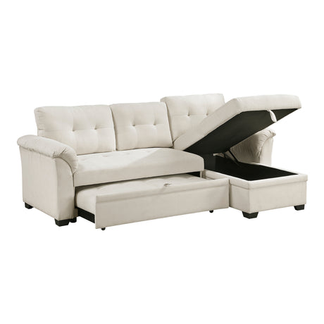 Elara Beige 2-Piece Reversible RAF Sectional with Hidden Storage and Pull-out Bed from Homelegance - Luna Furniture