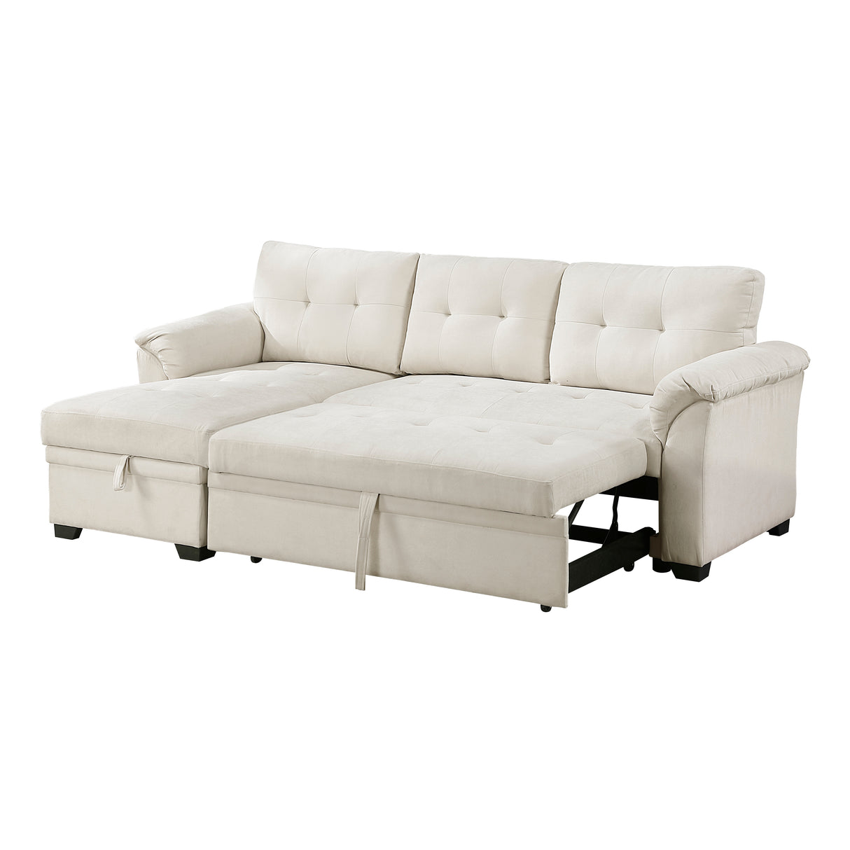 Elara Beige 2-Piece Reversible RAF Sectional with Hidden Storage and Pull-out Bed from Homelegance - Luna Furniture
