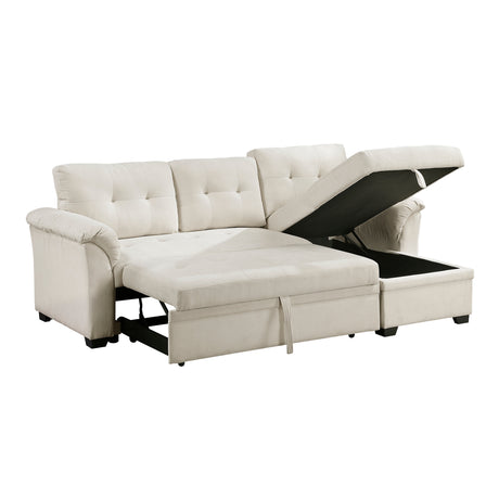 Elara Beige 2-Piece Reversible RAF Sectional with Hidden Storage and Pull-out Bed from Homelegance - Luna Furniture