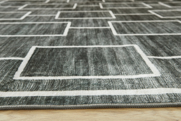 Elderland Black/Gray Washable Large Rug