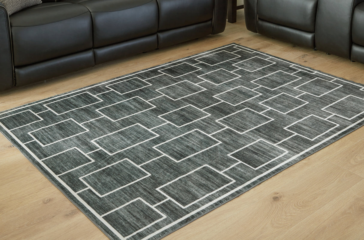 Elderland Black/Gray Washable Large Rug from Ashley Furniture - Luna Furniture
