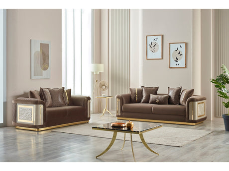 Elegance Brown Stationary Loveseat from Furnia - Luna Furniture