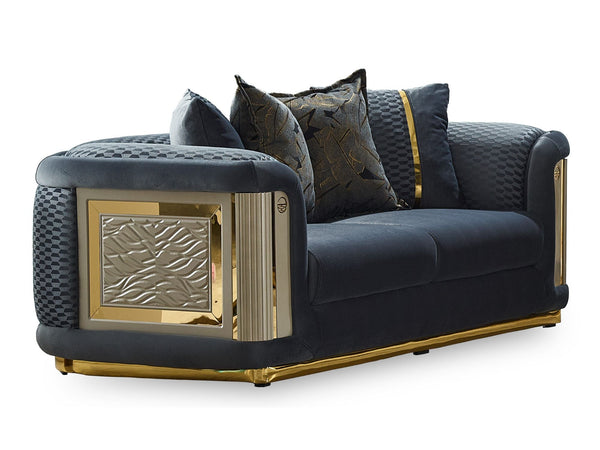 Elegance Stationary Loveseat in Dark Grey