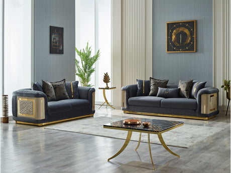 Elegance 3-pieces (Sofa & Loveseat & Chair) Livingroom Set in Dark Grey from Furnia - Luna Furniture