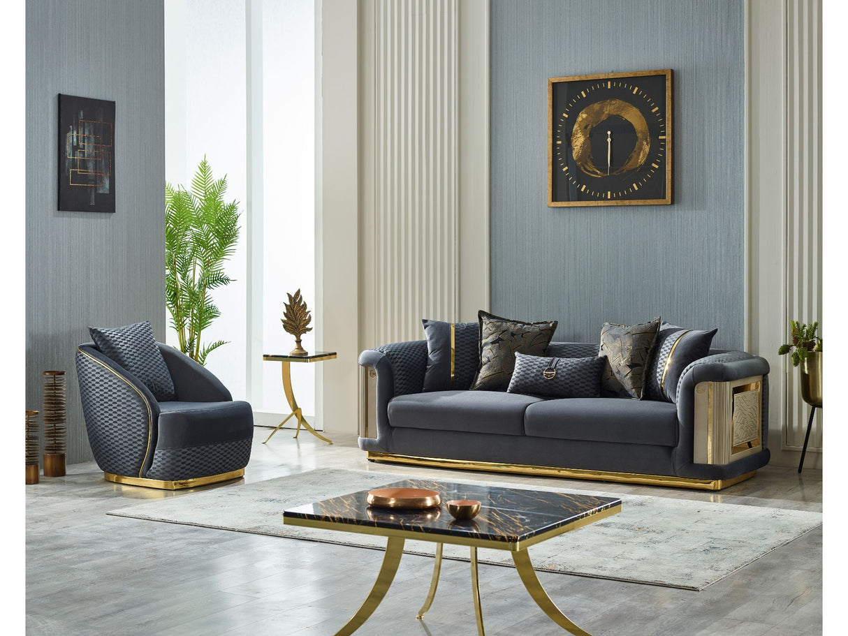 Elegance Stationary Sofa in Dark Grey from Furnia - Luna Furniture