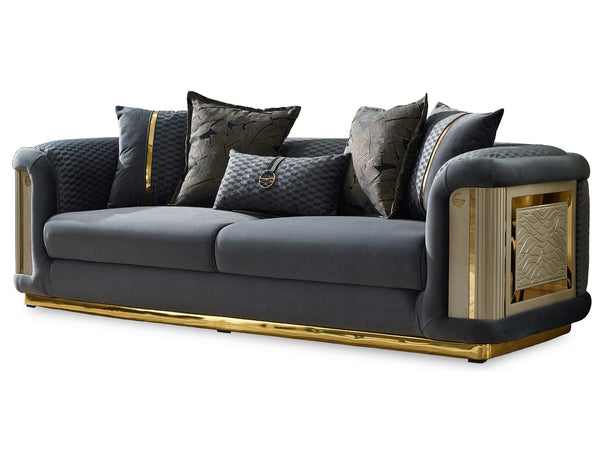 Elegance Stationary Sofa in Dark Grey