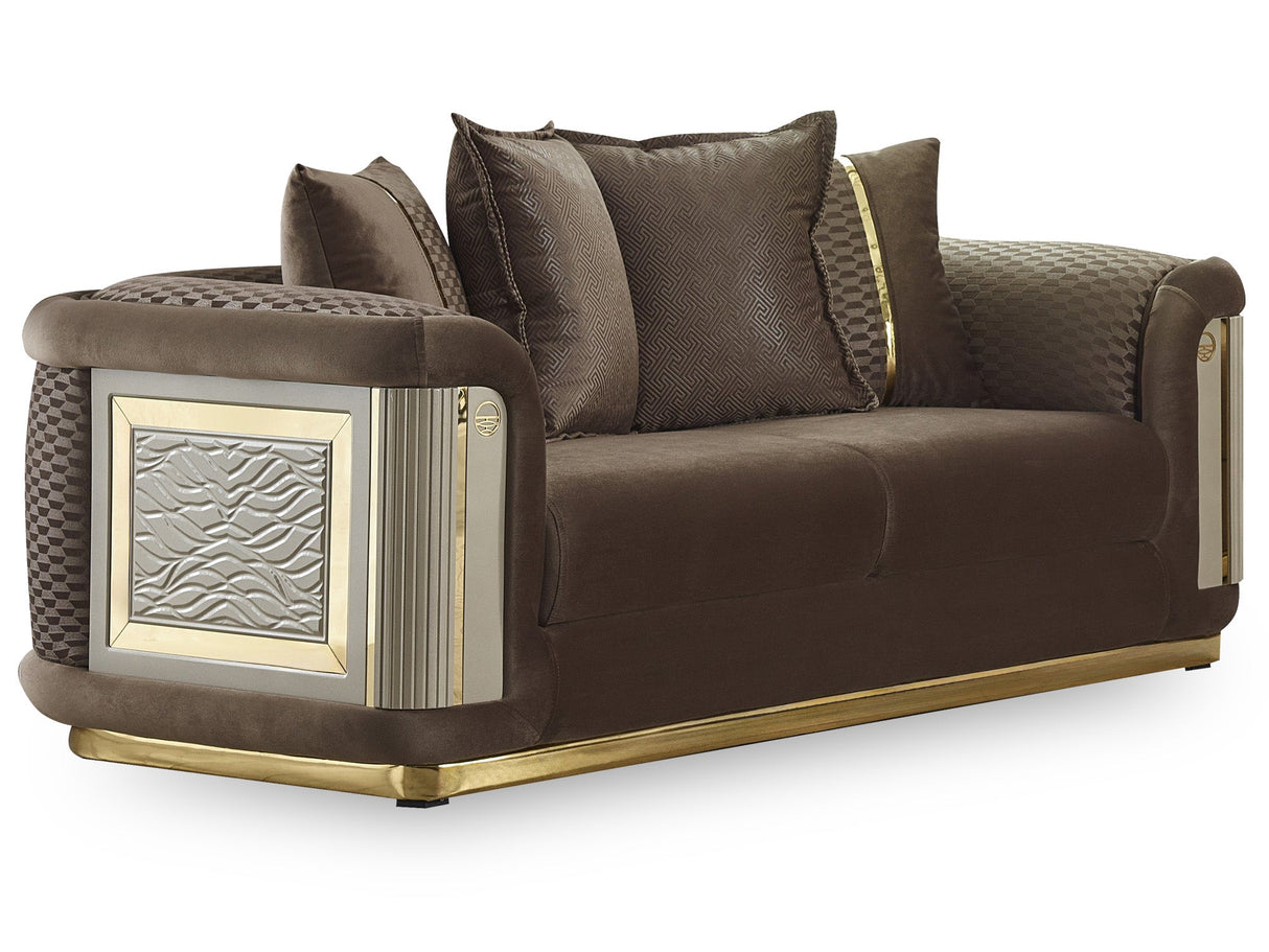 Elegance Brown Stationary Loveseat from Furnia - Luna Furniture