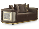 Elegance Brown Stationary Loveseat from Furnia - Luna Furniture