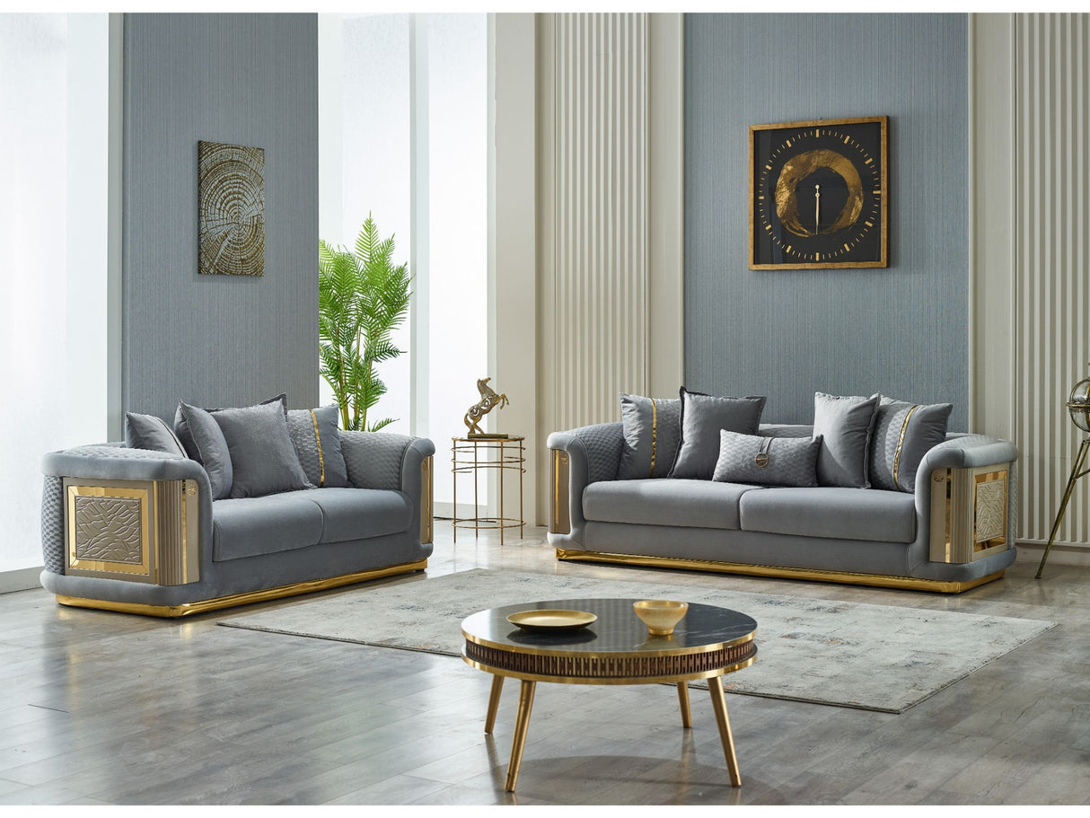 Elegance 3-pieces (Sofa & Loveseat & Chair) Livingroom Set in Light Grey from Furnia - Luna Furniture