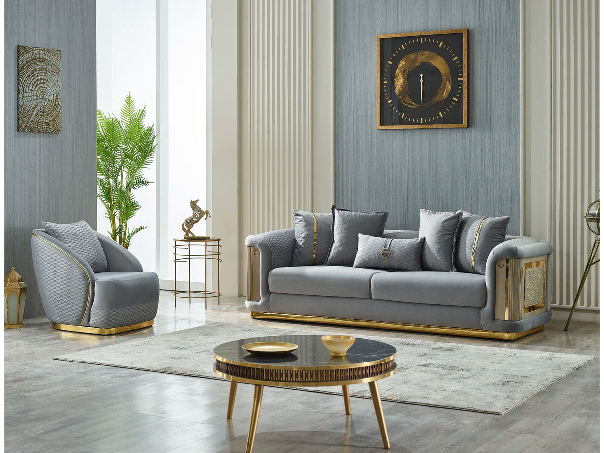 Elegance Stationary Sofa in Light Grey from Furnia - Luna Furniture
