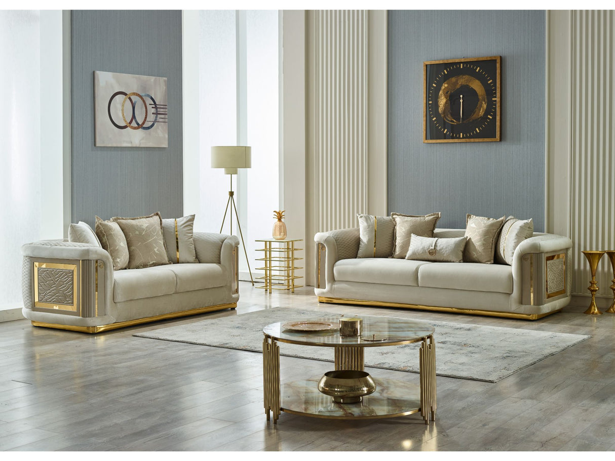 Elegance 3-pieces (Sofa & Loveseat & Chair) Livingroom Set in Cream from Furnia - Luna Furniture