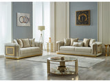 Elegance 3-pieces (Sofa & Loveseat & Chair) Livingroom Set in Cream from Furnia - Luna Furniture