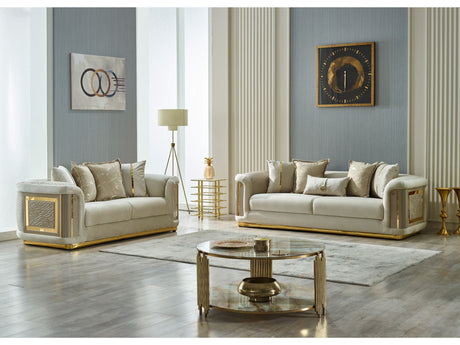 Elegance 3-pieces (Sofa & Loveseat & Chair) Livingroom Set in Cream from Furnia - Luna Furniture