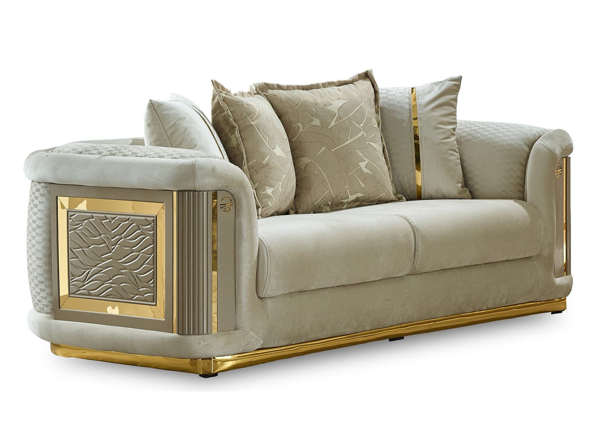 Elegance Stationary Loveseat in Cream from Furnia - Luna Furniture