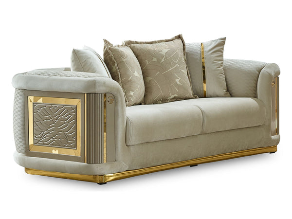 Elegance Stationary Loveseat in Cream