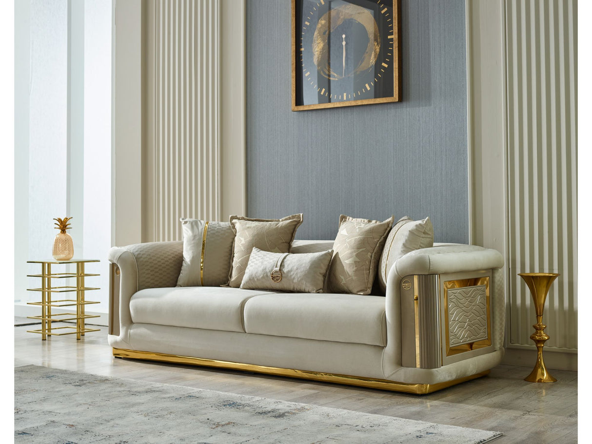 Elegance 3-pieces (Sofa & Loveseat & Chair) Livingroom Set in Cream from Furnia - Luna Furniture