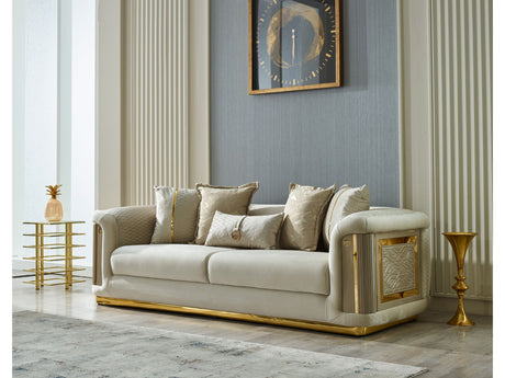 Elegance 3-pieces (Sofa & Loveseat & Chair) Livingroom Set in Cream from Furnia - Luna Furniture